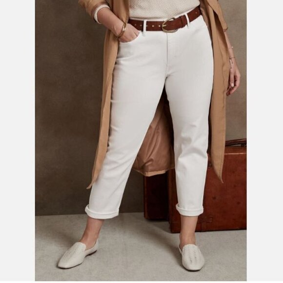 Banana Republic Low-Rise Girlfriend Fit White Jeans PLUS SIZE 34/18 RT$90 NEW - Picture 4 of 6